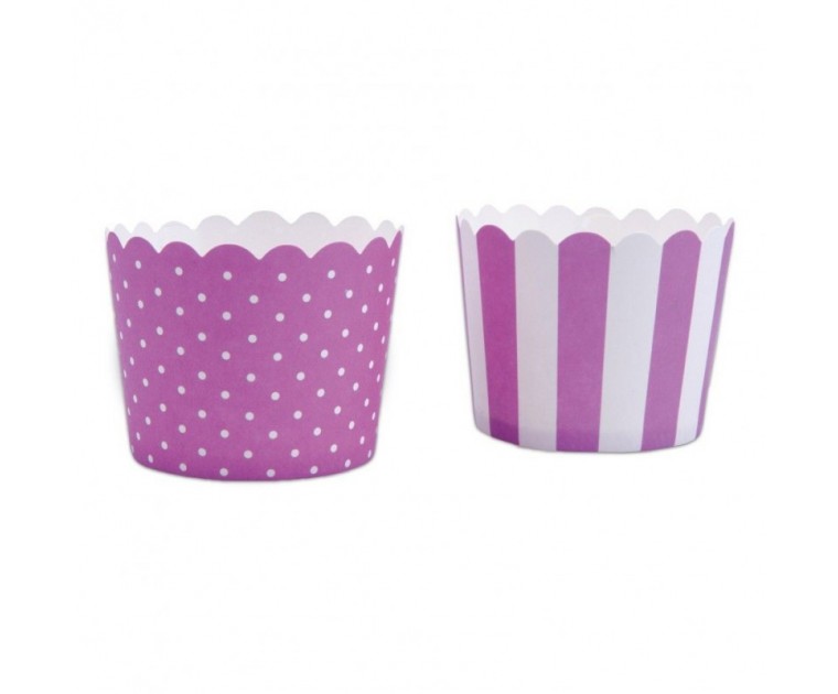 Pack 12 Taças Muffins Brancas e Lilás