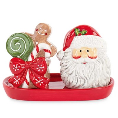 Saleiro e Pimenteiro Pai Natal c/ Suporte