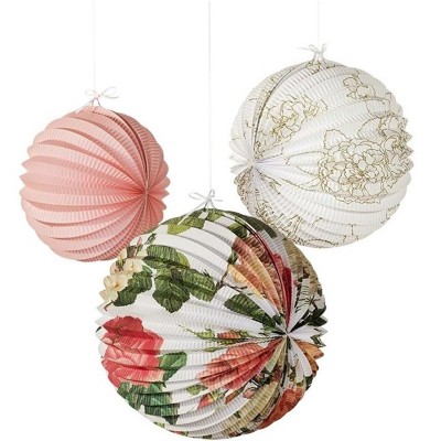 Pack de 3 Lanternas Bola Floral