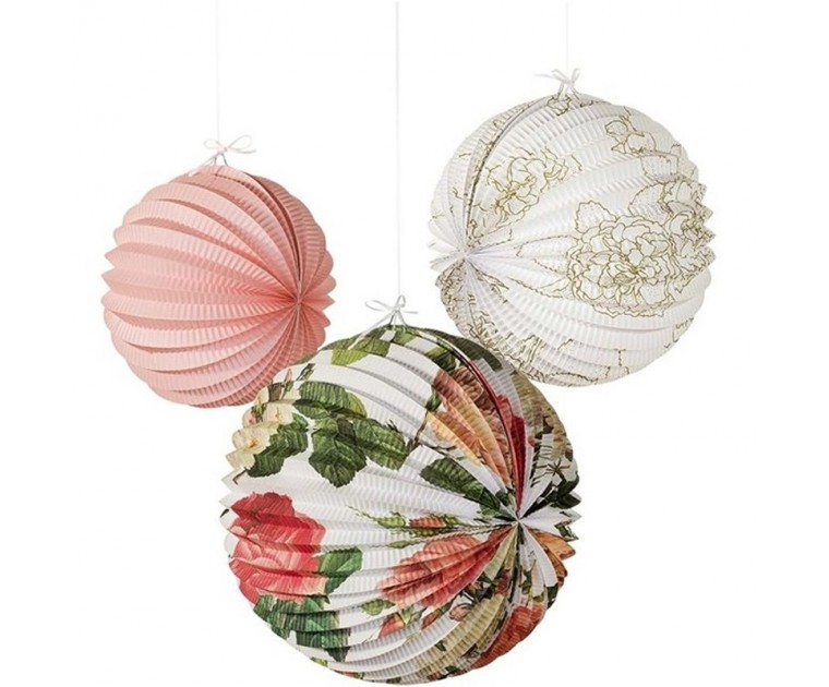 Pack de 3 Lanternas Bola Floral