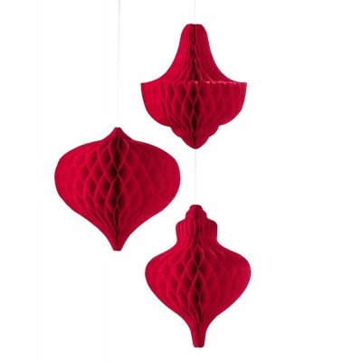 Decoração Christmas Red Honeycomb Baubles