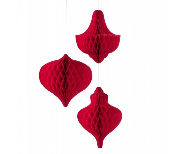 Decoração Christmas Red Honeycomb Baubles