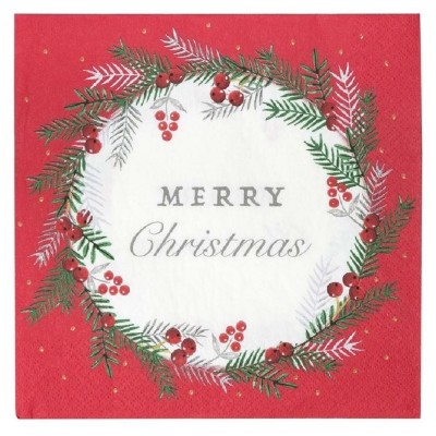 20 Guardanapos Bagas Merry Christmas