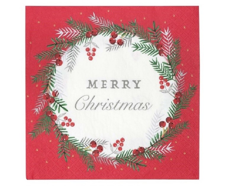 20 Guardanapos Bagas Merry Christmas