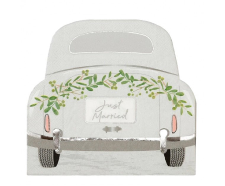 Guardanapos Botânicos Carro de Noiva- Just Married