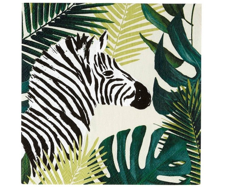 Guardanapos Zebra e Folhas Tropicais