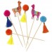 Pack 12 Boho Pom Pom Picks Lama
