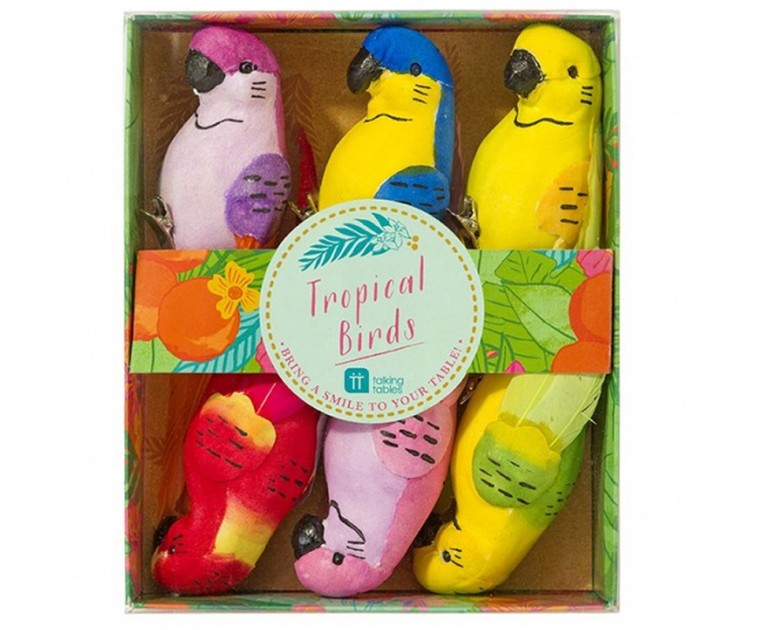 Pack 6 Pássaros Clip-On Festa Tropical