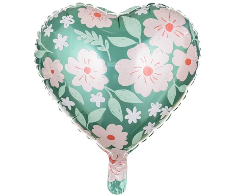 Balão Foil Coração Mix Flores 45 cms