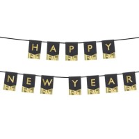 Banner Franjas Douradas Happy New Year