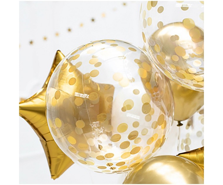 Orbz Balloon Transparente Confetis Dourados 40cm