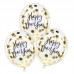 Balões Transparentes com Confetis Dourados Happy Birthday