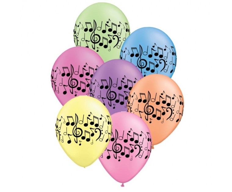 25 Balões Música Neon Sortidos 27 cms