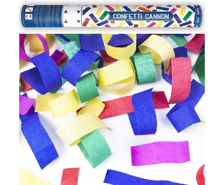 Canhão de Confetis e Fitas Multicoloridas 40 cms
