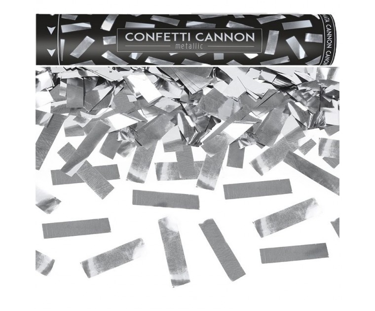 Canhão de Confetis Prateado 40 cms