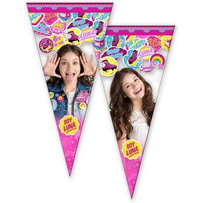 10 Sacos Triangulares Celofane Soy Luna