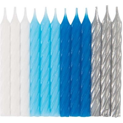 12 Velas Espiral Brancas e Azuis