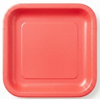 16 Pratos Quadrados Vermelhos Pequenos