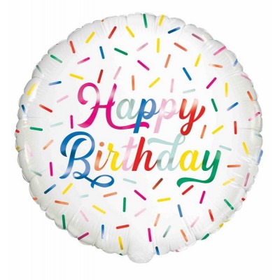 Balão Multicolorido Happy Birthday Sprinkle