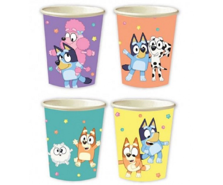 8 Copos Bluey Multicoloridos