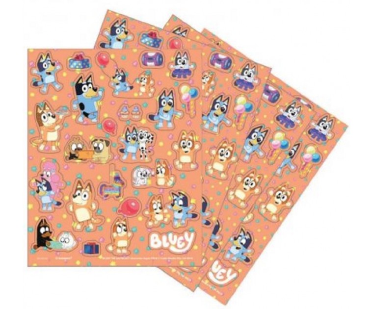 4 Folhas Autocolantes Bluey 