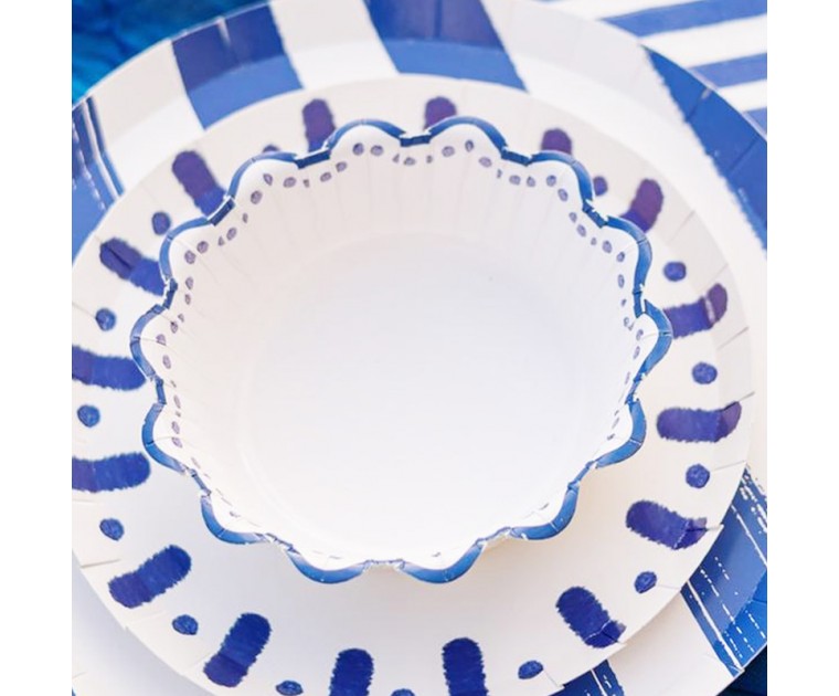6 Taças Riscas Azuis Mix&Match 
