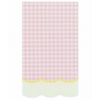 Guardanapos Xadrez Branco e Rosa Rebordo Amarelo