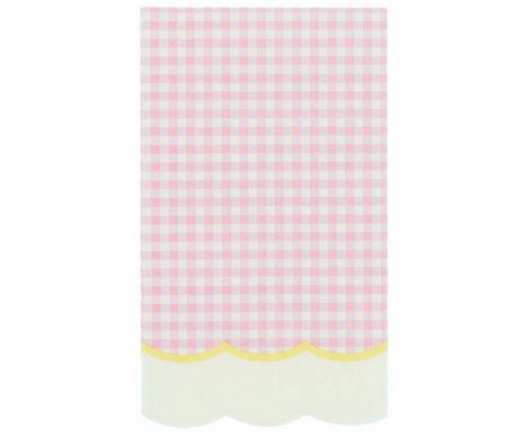 Guardanapos Xadrez Branco e Rosa Rebordo Amarelo