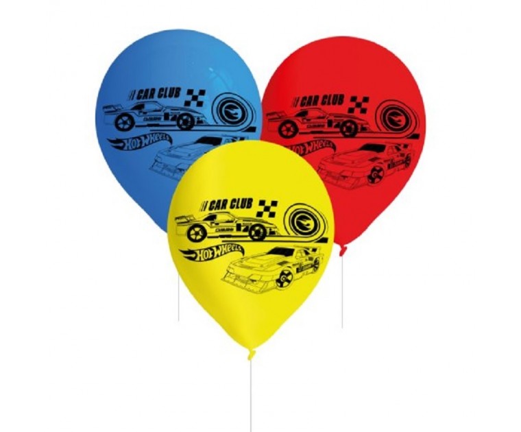 8 Balões Latex Hot Wheels