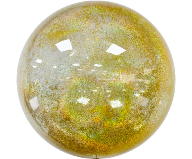 Balão Bubble Transparente Glitter Dourado 