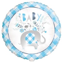 Balão Azul Baby Elefante Floral