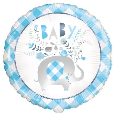 Balão Azul Baby Elefante Floral