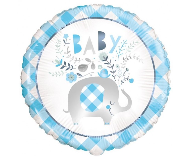 Balão Azul Baby Elefante Floral