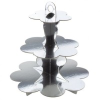 Stand Cup Cakes Foil Prata 3 Andares