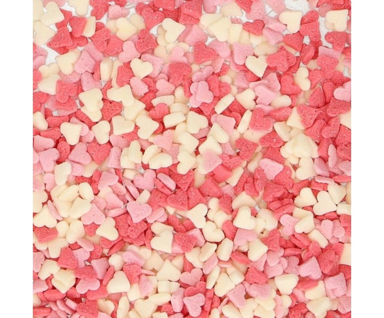  Confetis Mini Corações Vermelhos, Rosa e Brancos