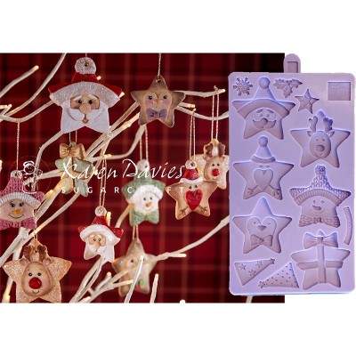 Molde Silicone Bolachas Estrelas Natal