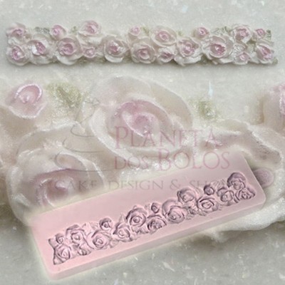 Molde Silicone Faixa Decorativa de Rosas