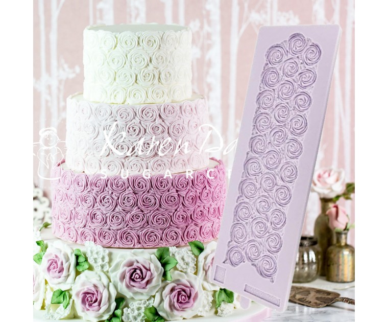 Molde Silicone Faixa Decorativa Rosas Glacê 