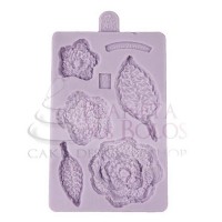 Molde Silicone Karen Davis Flor e Folha de Crochet