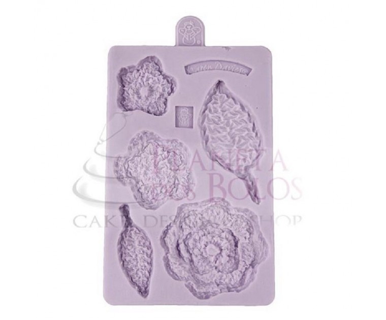 Molde Silicone Karen Davis Flor e Folha de Crochet