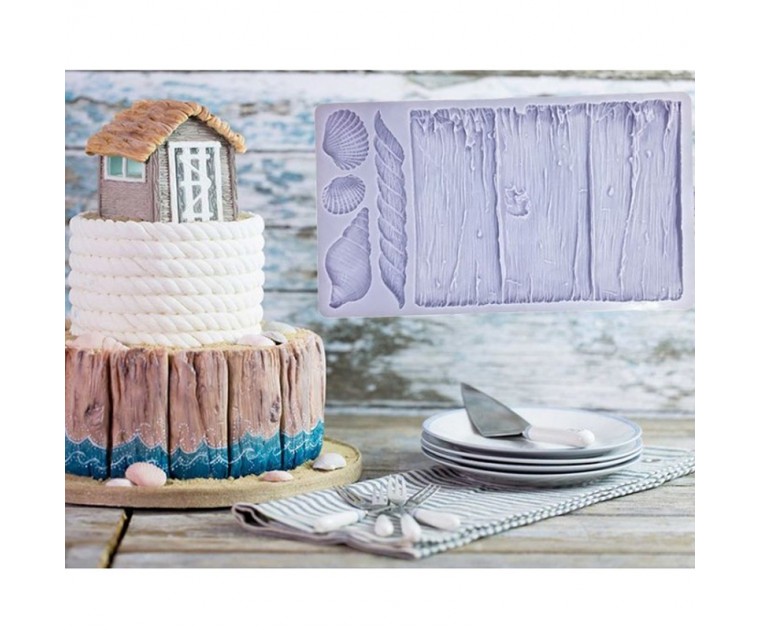 Molde Silicone Rustic Driftwood e Conchas