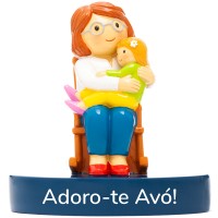 Boneco Topo de Bolo/Decorativo Adoro-Te Avó com Menina