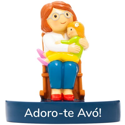 Boneco Topo de Bolo/Decorativo Adoro-Te Avó com Menina