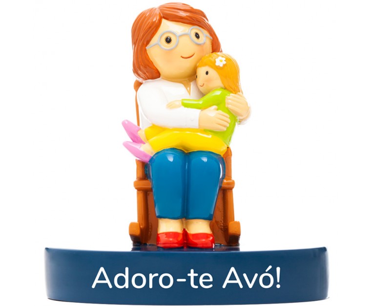 Boneco Topo de Bolo/Decorativo Adoro-Te Avó com Menina