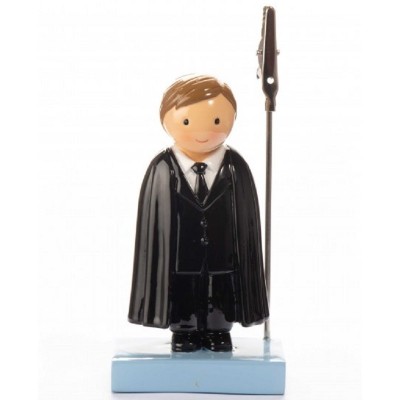 Boneco Topo de Bolo Universitário Azul Claro com Mola