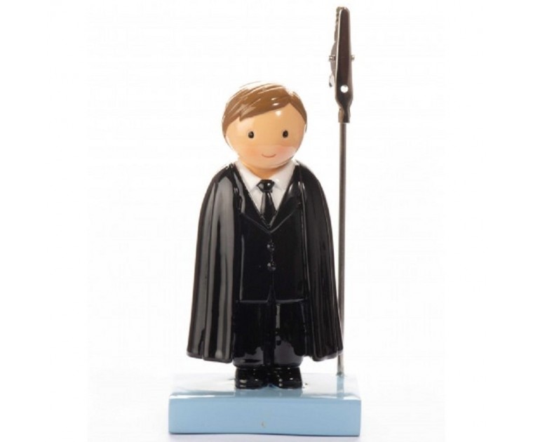Boneco Topo de Bolo Universitário Azul Claro com Mola