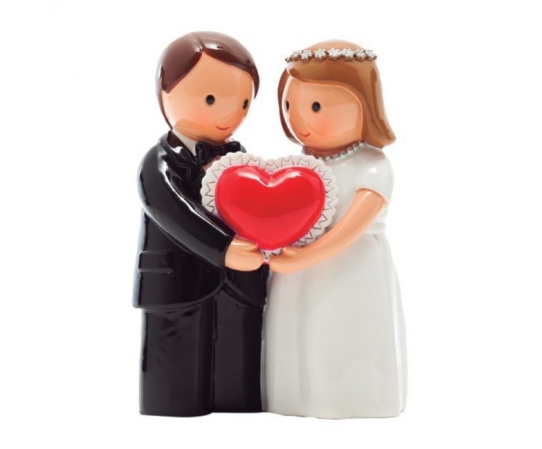 Casal noivos c/coração vermelho