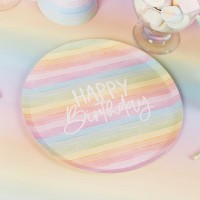 Pratos Pastel Colors Happy Birthday