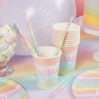 Copos Pastel Colors Happy Birthday