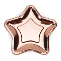 6 Pratos Estrela Rose Gold 18 cms